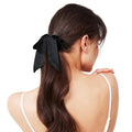 1 Piece Silk Bow Scrunchies for Hair-100% Pure Mulberry 22 Momme Silk Hair Tie, Elastic Ponytail Holder, Elegant Soft Bow Hair Ties Band for Women Hair Care, Multiple Colours (BLACK)