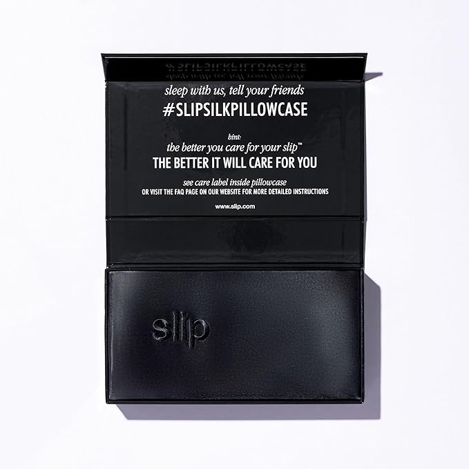 slip King Pure Silk Pillow Case - 100% Pure 22 Momme Mulberry Silk - King Size Standard Pillow Case -Anti-BedHead, Anti-Sleep Crease, Black (20" x 36")