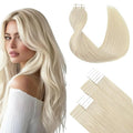 SURNEL Tape in Hair Extensions Human Hair #60 Platinum Blonde Tape in Hair Extensions 14inch 20pcs 50g(#60-14)
