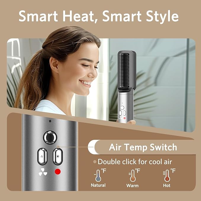 Air Styler Hair Dryer Brush - 6 in 1 Hair Styler Ionic Auto Wrap Hot Air Curler Blow Dryer Brush, 38m/s High Speed Blowout Airflow Hair Dryer Multi Styler Fast Drying Styling for Curly/Straight Hair