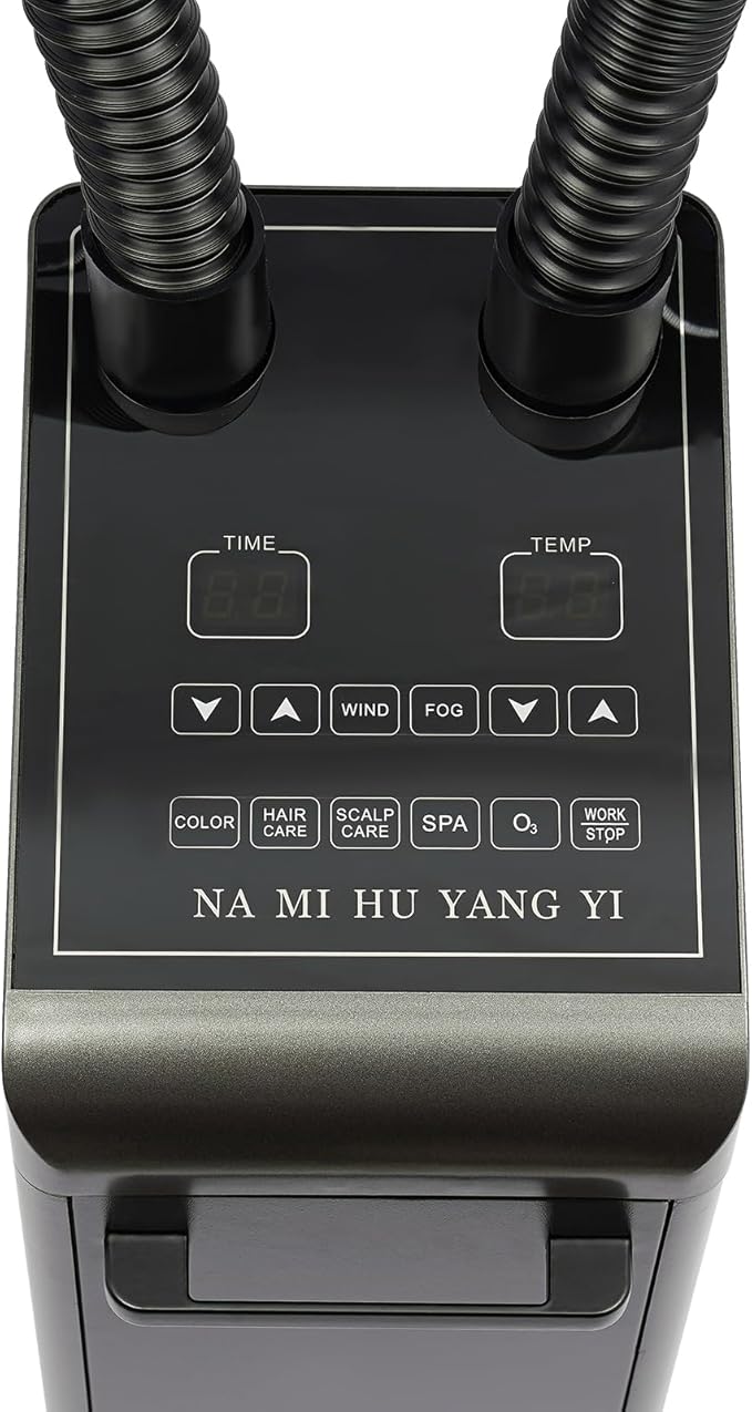 Nano Hair Steamer, 700W Professional Micro Mist Hair Processor with 2 Vaporizing Caps & 4 Wheels, Vertical Hair Care Machine for Home Salon SPA Barber Shop (Double-Tube)
