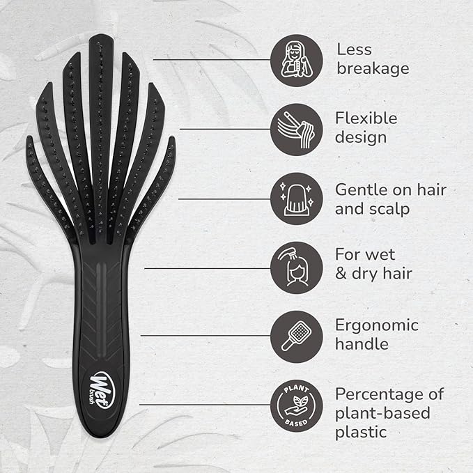 Wet Brush Go Green Curl Detangler Hair Brush - Black - Ultra-Soft IntelliFlex Detangling Bristles Glide Through Tangles with Ease - Great For Curly Hair - No Split Ends & Pain-Free (Pack of 2)