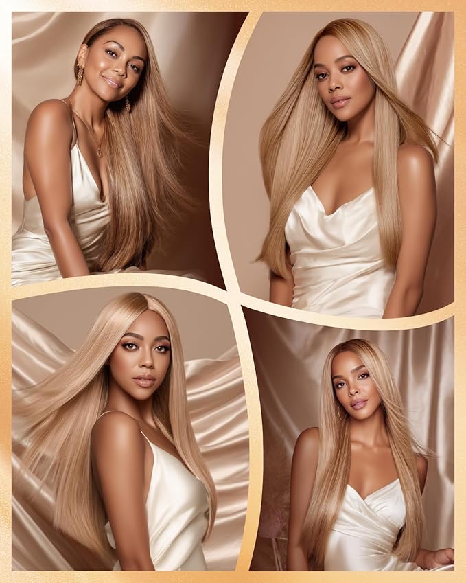Arabella 13x6 Light Brown Blonde Wig Human Hair Glueless Wigs Human Hair Pre Plucked Pre Cut 13x6 Ear to Ear Full HD Lace Front Wigs 210% Density Straight Wig Drawstring Wig Human Hair 26 Inch