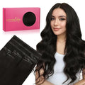 WENNALIFE Invisi Edge & Classic Seamless Clip in Hair Extensions Real Human Hair, 18 Inch 130 7pcs Natural Black Hair Extensions for Women Invisible Straight Injection Extensiones de Cabello Humano