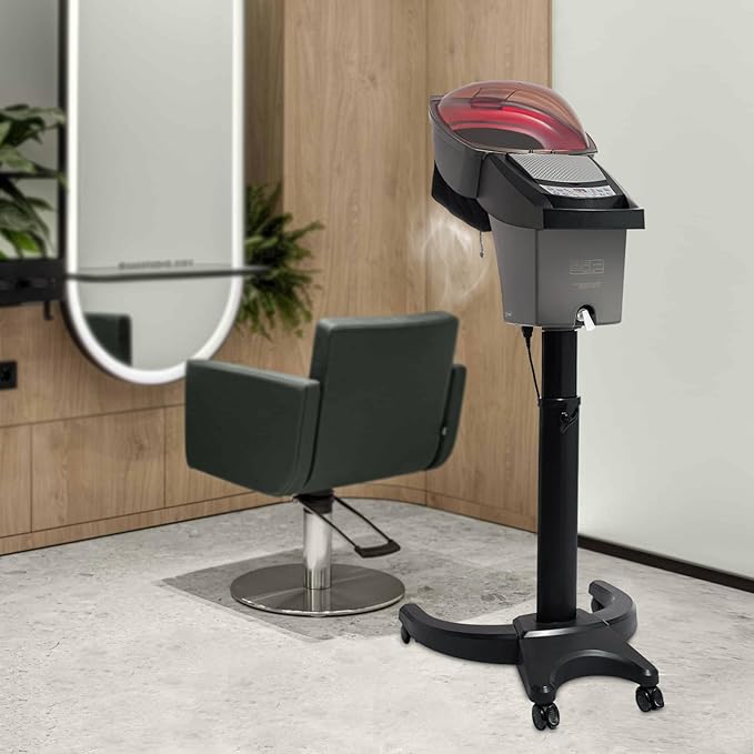 700W Fast-Heating Ozone Steam Therapy + 7-Color Light Scalp Treatment, Adjustable Height (50-58.66") Hooded Dryer w/ 1700mL Tank & Wheels, Auto Shut-Off (Black)