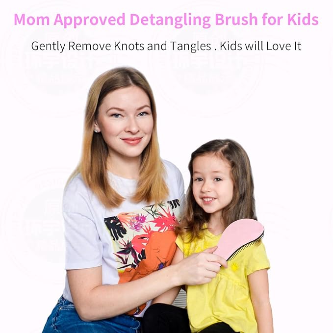 79STYLE 3pcs Detangler Brush Tangle Free Hair Brushes For Kids Knot Free No Pain Detangling Kids Hair Brush Combs For Curly Fine Hair (Size 7.4 Inch -Purple)