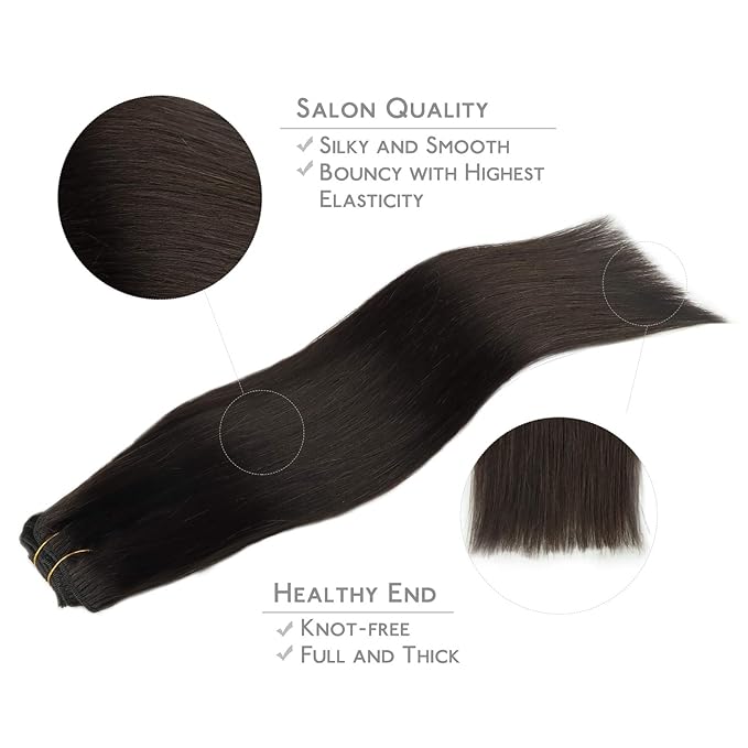 WENNALIFE Clip in Hair Extensions, 150g 22 Inch 9pcs Dark Brown Remy Hair Thicker Double Weft Extensiones De Cabello Humano Con Clip Ins Straight Full Volume
