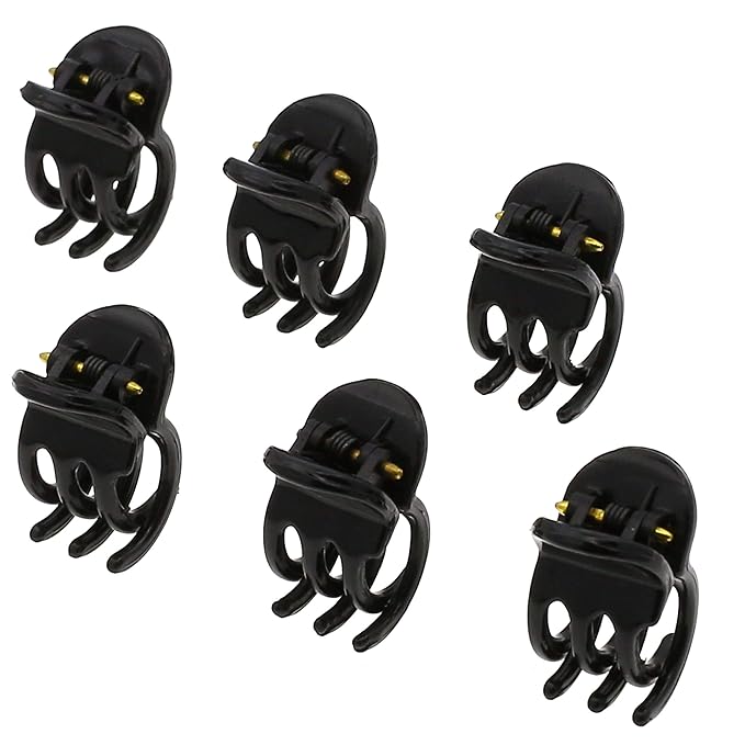 Camila Paris CP2392 French Hair Clip for Women, Set of 6 Extra Small Black, Girls Hair Claw Clip Jaw Fashion Durable Styling Hair Accessories for Women, Ladies Strong Hold Grip Clamp, Made in France