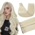 Full Shine BLonde Hair Extensions Real Human Hair Color 60 Tape in Extensions Injection Tape ins Machine Remy Seamless Long Skin Weft 20Inch 50Gram Intact Brazilian Soft for Women 20Pcs