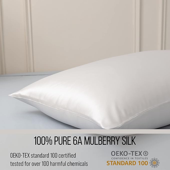 Bella Coterie Luxury Silk Pillowcase for Hair and Skin | 30 Momme | 100% Pure 6A Mulberry Silk | Super Soft | Perfectly Plush [Queen, White]