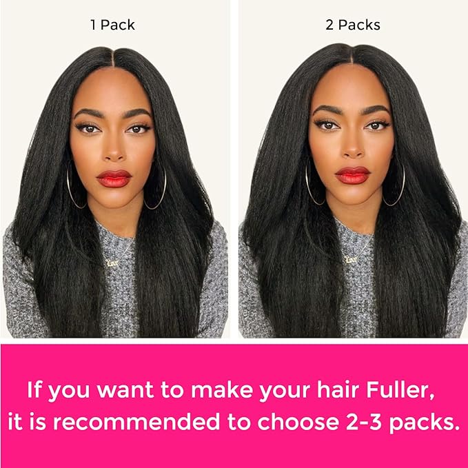 Lashey Clip in Hair Extensions Kinky Straight Seamless Hair Extensions Clip in for Women 9pcs 130g Natural Black Real Human Hair with Ultra PU weft 16 Inch
