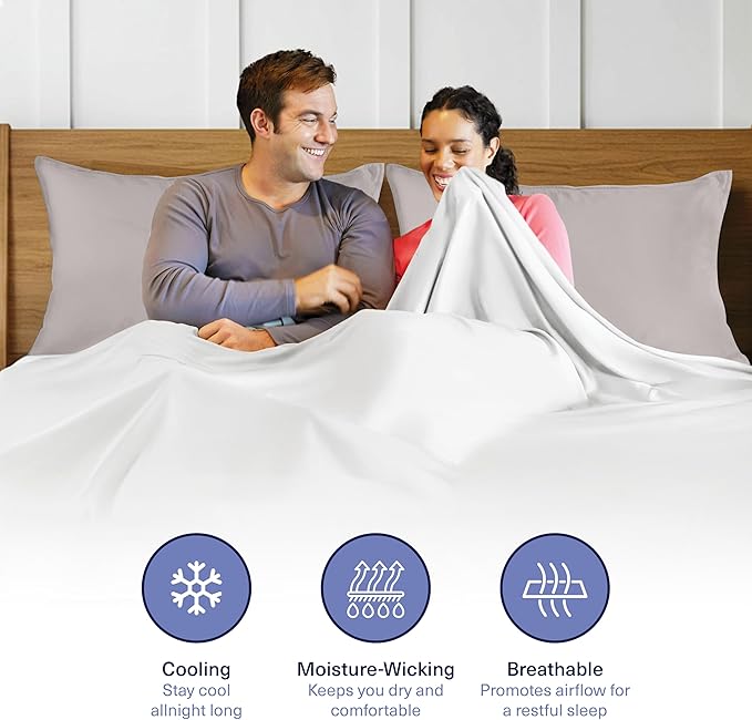 Kickoff Viscose Bamboo Pillowcase, Queen, Set of 2, 100% Organic Hidden Zippered Viscose Bamboo Pillow Case Queen Size, Cooling Pillow Cover for Hot Sleepers (20"x30", Dove Grey)
