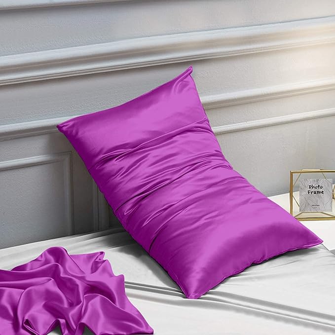 NTBAY 2 Pack Satin King Pillowcases for Hair and Skin, Luxurious and Silky Pillow Cases with Envelope Closure, 20x36 Inches, Purple