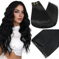 Full Shine Clip ins Real Human Hair Black Women 18 Inch Jet Black Clip in Extensions Real Human Hair 7 Pcs 135 G