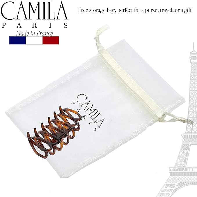 Camila Paris CP3520 French Small Hair Clips for Women Thick Hair for Long Curly Wavy Hair, Girls Hair Claw Clip, Durable Styling Big Claw Clip for Thick Hair, Strong Hold No Slip Grip, Made in France