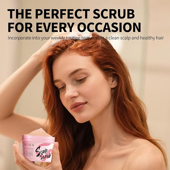 SEVICH Scalp Scrub with Massager for Hair Strengthening Version,with Rosemary Oil & Sea Salt for Remove Buildup & Oil,Strengthen Hair,100g