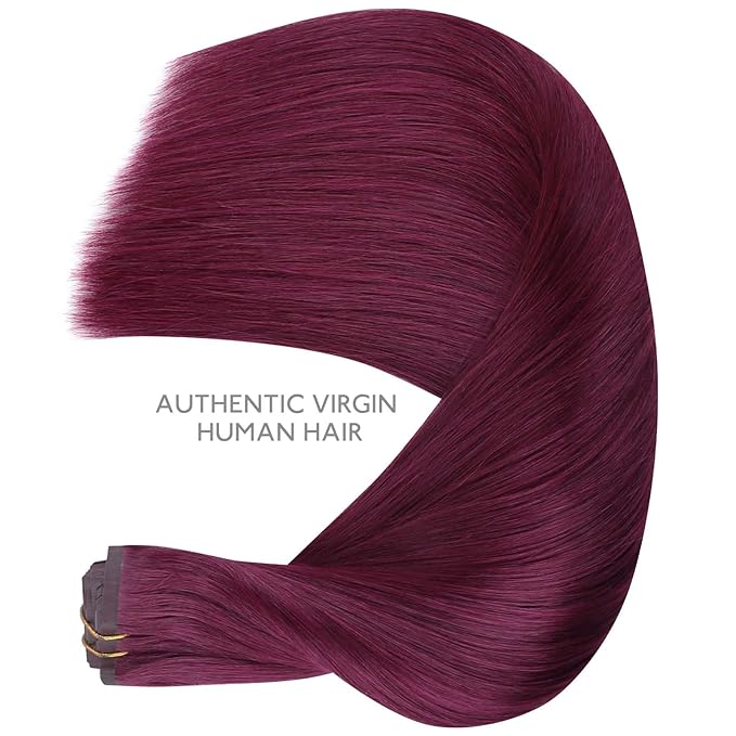 WENNALIFE Seamless Clip In Hair Extensions Human Hair, 18 Inch 130g 7pcs Light Burgundy Real Hair Extensions Clip in Human Hair Invisible PU Skin Weft Natural Remy Human Hair Extensions