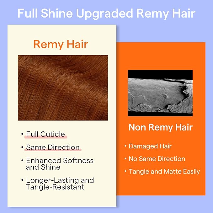 Full Shine Copper Human Hair Clip in Extensions 18 Inch Copper Orange Hair Extensions Clip ins Invisible Remy Hair Extensions Straight for Raving 7 Pcs 120 G
