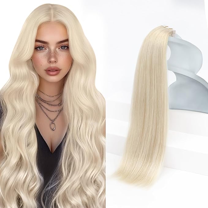 Sunny Hair Blonde Tape in Hair Extensions Human Hair, 26 inch Long Tape in Extensions Remy Tape ins Human Hair Extensions for Women 50g 20Pcs