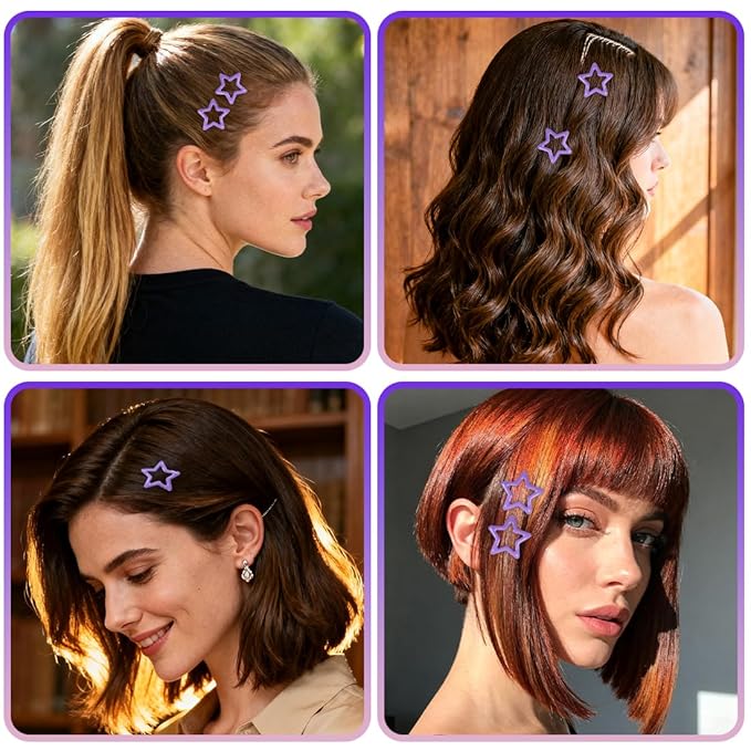 64 Pcs Metal Snap Hair Clips for Women,Small Snap Barrettes for Women Girls Thick Fine Hair (Purple)