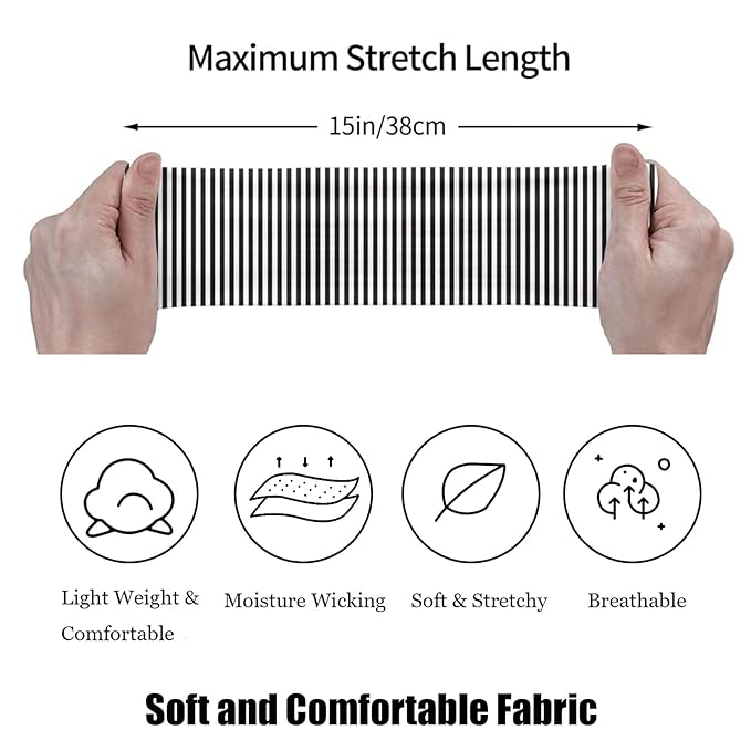4pcs Head Bands for Women's Hair Non Slip Striped Knotted Wide Headbands for Women Wraps Elastic Stretchy Fashion Bandanas Workout Yoga Running Hair Bands for Women's Hair Accessories
