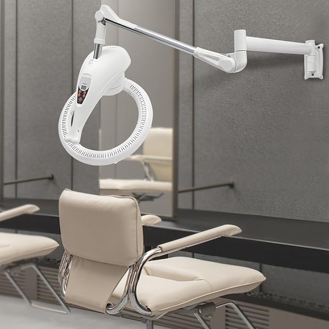 Hair Treatment Machine, 950W Wall Mount Orbiting Rotating Hair Processor for Salon Spa Family, Time Adjustable, White(Style 8)