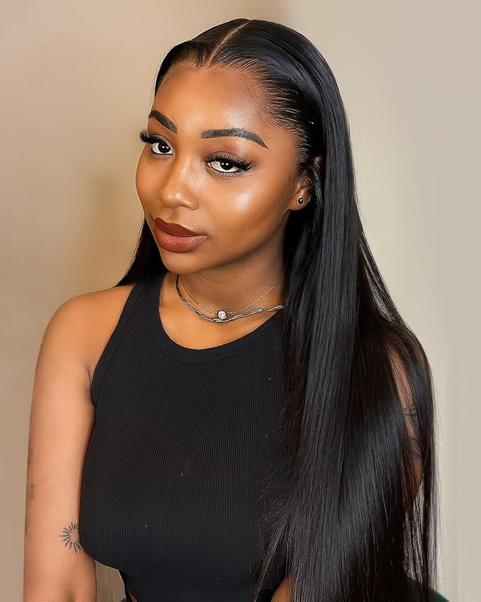 13x6 Lace Front Wigs Human Hair 180 Density Straight Transparent Lace Front Wigs Human Hair Pre Plucked Wigs for Women Glueless Wigs No Synthetic Blend Triple Lifespan 3X 24inch