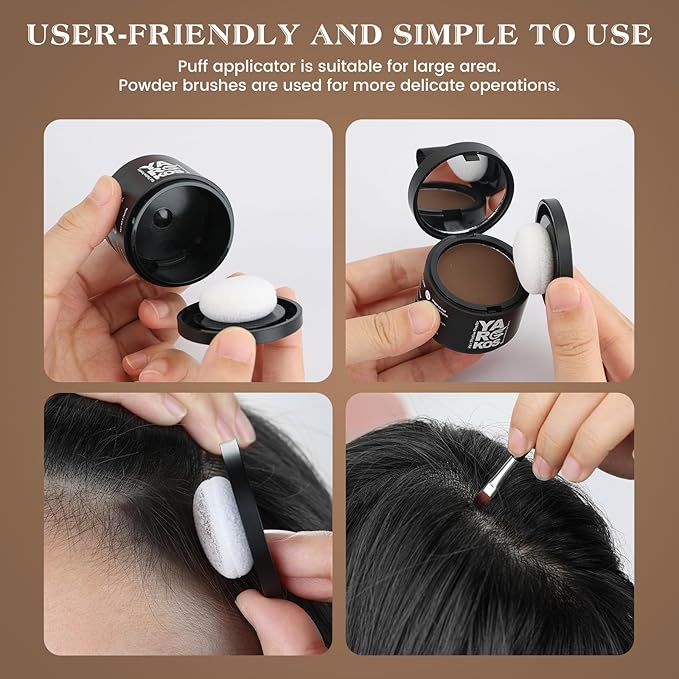 Hairline Shadow Powder, Dark Gray, Root Touch Up Powder for Instantly Gray Hair Cover Up, Women Color Root Coverage for Thinning Grey, Mens Roots Concealer for Hair Loss Beard Line, #4