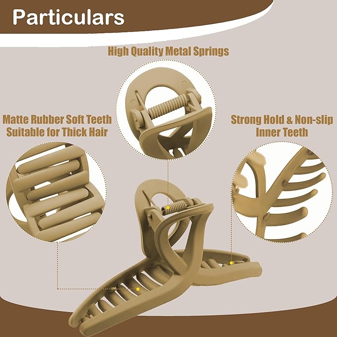 Big Hair Claw Clips 4-Pack 4.3" Non-Slip Hair for Women and Girls with Long, Thick Hair Jelly & Matte Clips (Oval-C 4pcs 4.3")