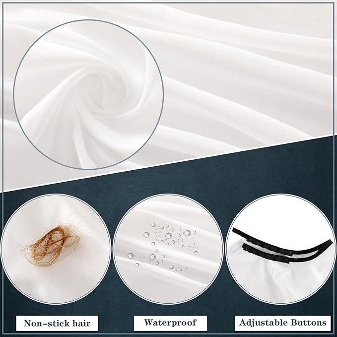 FEBSNOW Professional Hair Cutting Cape, 2 Pcs Hairdressing Barber Salon Cape with Closure Snap for Styling Coloring Hair Hair Cutting Cape Accessories, White