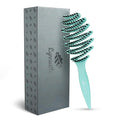 Enhanced Hair Brush - Tailored for Every Hair Type! Detangling with Durable Boar Bristles, Vented & Curved Paddle for Scalp Massage, Aqua