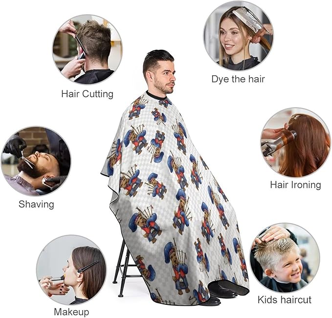 Extra Large Hair Cutting Cape, Scottie Dog with Bagpipes Dyeing Salon Apron Haircut Gown for Hair Cutting Styling