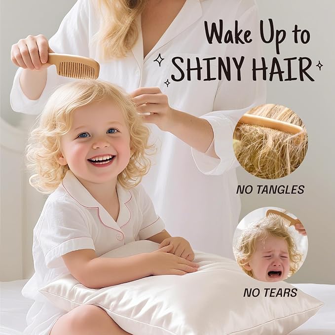 OLESILK 100% Mulberry Silk Toddler Pillowcase for Hair and Skin, Both Sides 19 Momme Pure Natural Silk Travel Pillow Cases with Hidden Zipper, 13"x 18", White