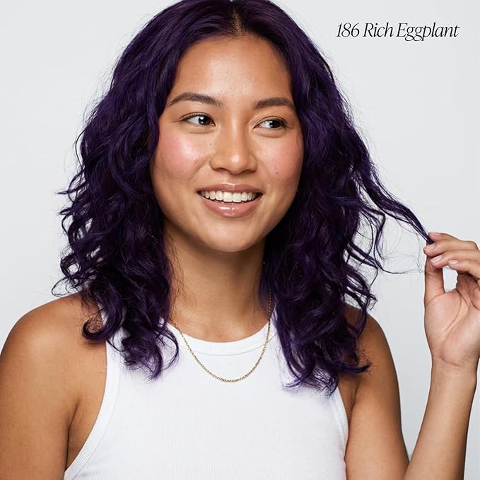 Adore Semi Permanent Hair Color (186 Rich Eggplant) | Vegan & Cruelty-Free Purple Hair Dye | No Ammonia, No Peroxide, No Alcohol | 4 Fl Oz (Pack of 1)