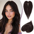 RUWISS Hair Toppers for Women Real Human Hair Lightweight Dark Brown Clip in Hair Piece for Thinning Hair Fluffy Straight Hair Topper without Bangs
