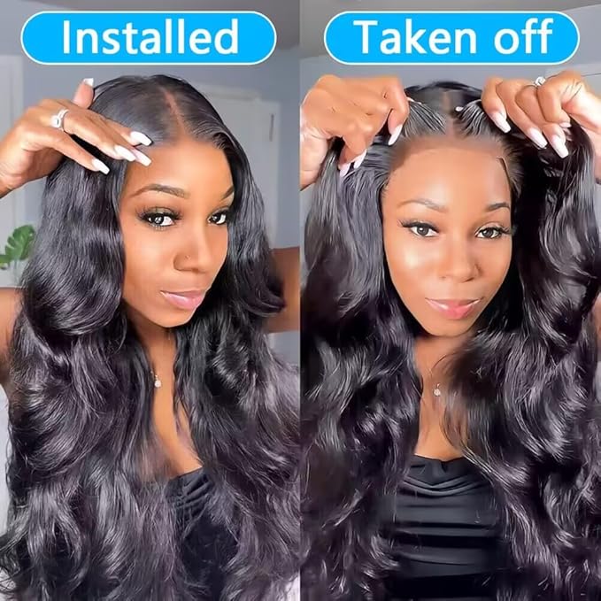 7x5 HD Lace Closure Glueless Wigs Human Hair Pre Plucked Pre Cut 180% Density Wear and Go Glueless Wig 24Inch Body Wave Lace Front Wigs Human Hair Pre Plucked for Black Women Natural Hairline