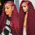 BVLBVL 20 Inch 99j 13x6 HD Lace Front Wigs Human Hair 250% Density Deep Wave Lace Front Wigs Pre Plucked Burgundy Wig Human Hair Wet And Wavy No Tangle No Shedding Triple Lifespan 3x