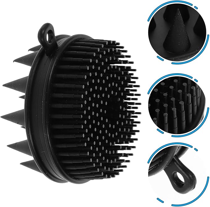 Silicone Bathing Brush and Massage Shampoo Brush for, 1pcs Black Silicone Scalp Scrubber Body Scrubber for Gentle Bathing and Hair Care