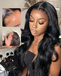 13x6 SKINLIKE Real HD Lace Frontal Wig, 180% Density Ultra-fitted 0.10mm Thin Invisible HD Lace Wig Pre-plucked Hairline Bleached Knots Virgin Human Hair Wigs Body Wave 26Inch