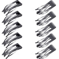 Chinco 24 Pcs Double Grip Hair Clips Metal Snap Clips Women Barrettes for Hair Making, Salon Supplies(Gun Black,2 Inch)