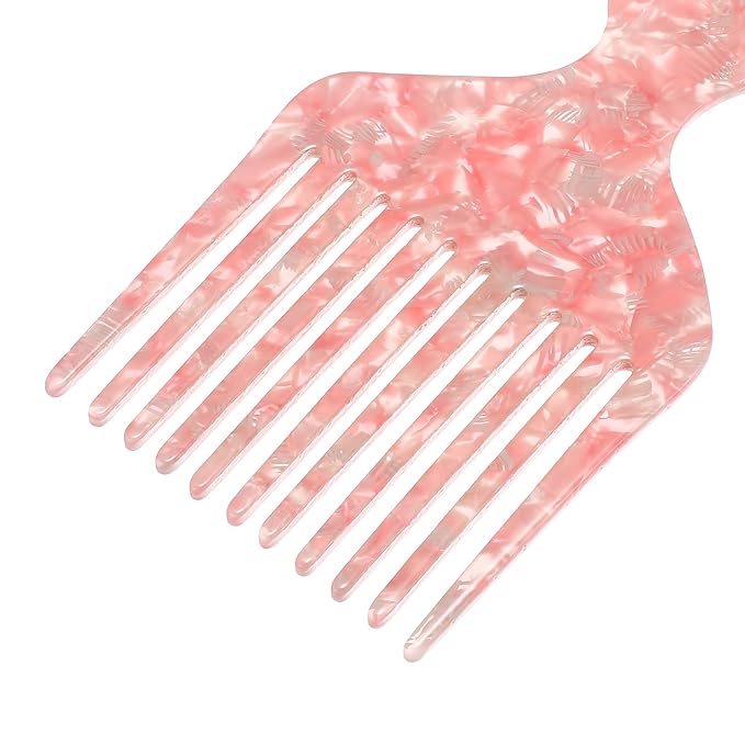VOCOSTE Wide Tooth, Afro Hair Pick Comb, Hair Styling Tool for Men Women, Plastic, Pink, 4.8 Inch