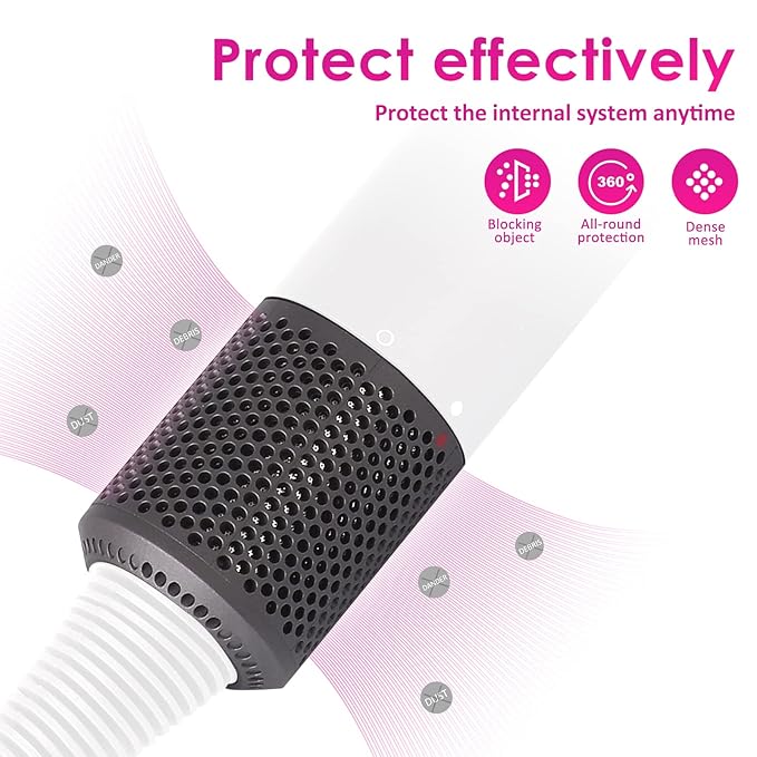 Upgraded Hair Dryer Filter Cover Compatible with Dyson Supersonic HD01 HD03 HD08 Hair Dryer Attachment, Hair Dryer Strainer Filter with Filter Cleaning Brush Replacement Parts(Gray)
