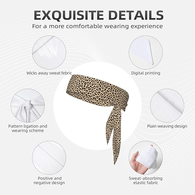 Men Women Novelty Sports Sweat Bands Hair Accessories for Sports Workout Shower, Elastic Multi Style Animal Cheetah Leopard Print Hair Band Headdress