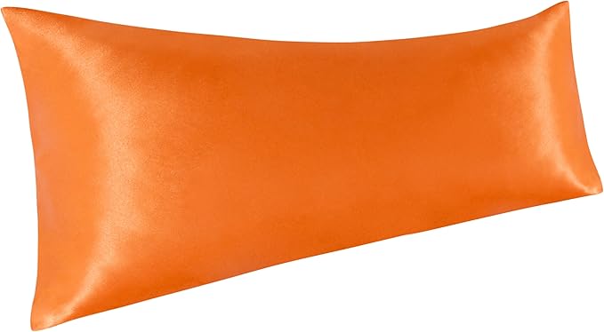 NTBAY Satin Body Pillowcase for Hair and Skin, Luxurious and Silky Pillow case with Envelope Closure, 20x54 Inches, Orange