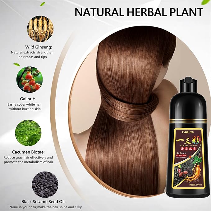Instant Blonde Brown Hair Dye Shampoo 500ml for Men & Women, 3 in 1 Golden Color 100% Gray Coverage, Natural Dye in Minutes 17.6 Fl Oz