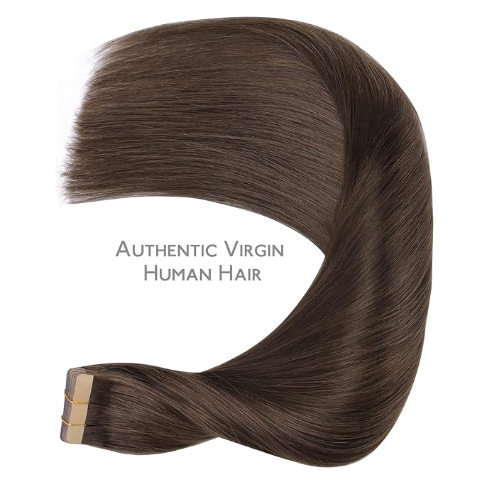 WENNALIFE Tape in Hair Extensions Human Hair, 20pcs 50g 22 inch Light Dark Brown Remy Hair Extensions Straight Human Hair Tape in Extensions Skin Weft Tape Extensions