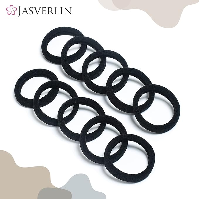 100 pcs Hair Ties Black Ponytail Holders, Soft Elastics Small No Damage Hair Bands for Women Girls Thick Thin Hair Styling Accessories Seamless No Pull 1.5 inch