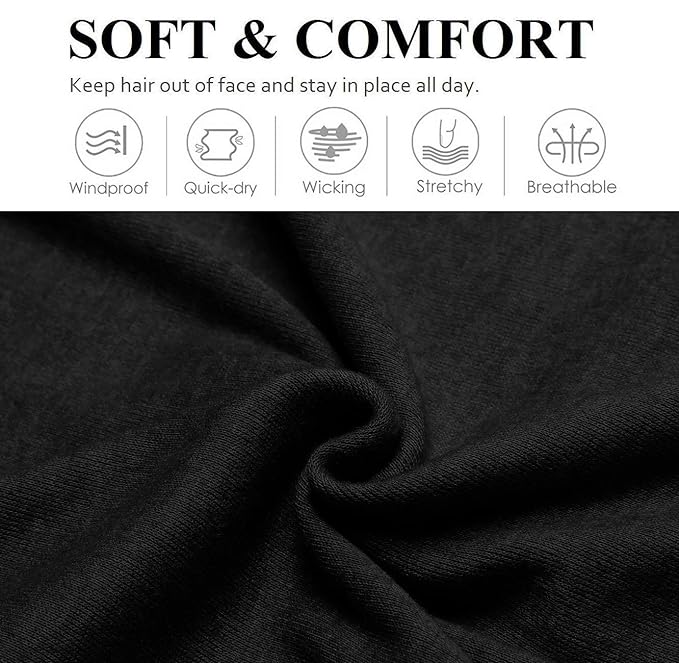 Fashionable Hair Accessories for Women: Non-Slip Elastic Cloth Headbands in Black and White, 9 Pack