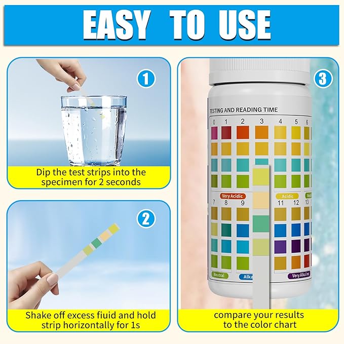 PH Test Strips 0-14, 200 Strips Universal Litmus Papers PH Test Strips for Urine & Saliva & Water & Food, Quickly Test Alkalinity and Acidity Levels, Get Highly Accurate Results in Seconds