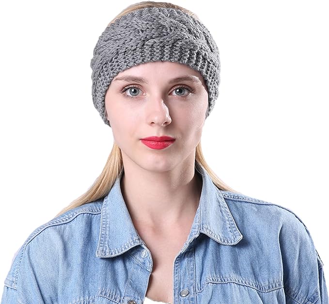 DRESHOW Knit Crochet Headband for Women Ear Warmer Soft Turban Stretch Warmer Headbands Winter Fashion Head Wrap